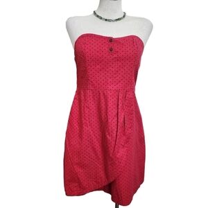 Vans Red & Black Poke A Dot Heart Shape Neckline Straples Women's Dress Size L
